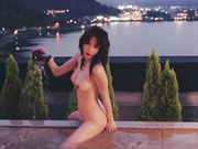 裸汤自慰 富士山前的户外