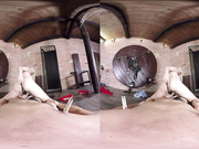 Busty blonde looks like an angel in VR