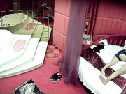 羡慕死单身狗啦情趣主题宾馆样子很挫的肥哥扛起漂亮长发小女友的双腿爆操好像无套内射妹子说老公你好厉害啊