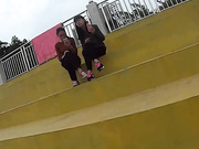 大学双机位真实厕拍系列2 校道、操场一路跟拍，反映大学校园里的真实生活